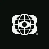 CTN globe and eye logomark in white on black