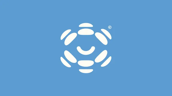 human audio logomark on baby blue color