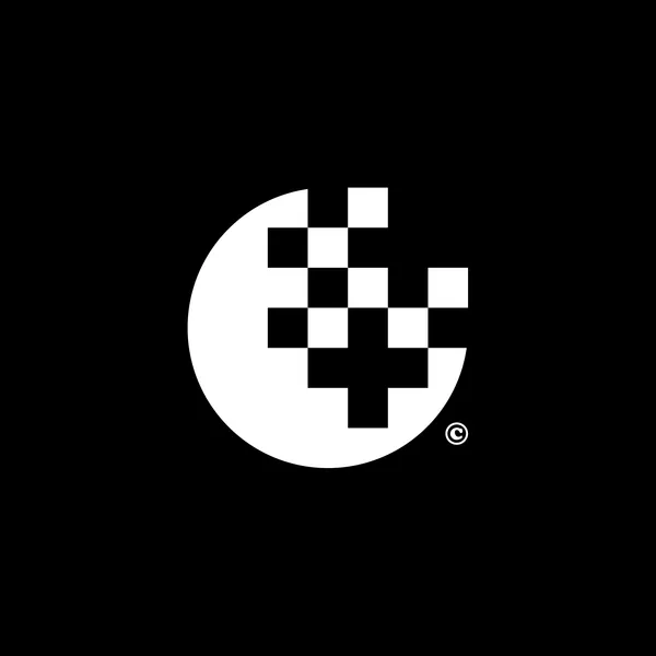 hello moon digital pixel logo on black background