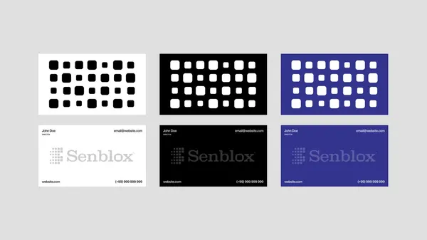 senblox business cards white black blue