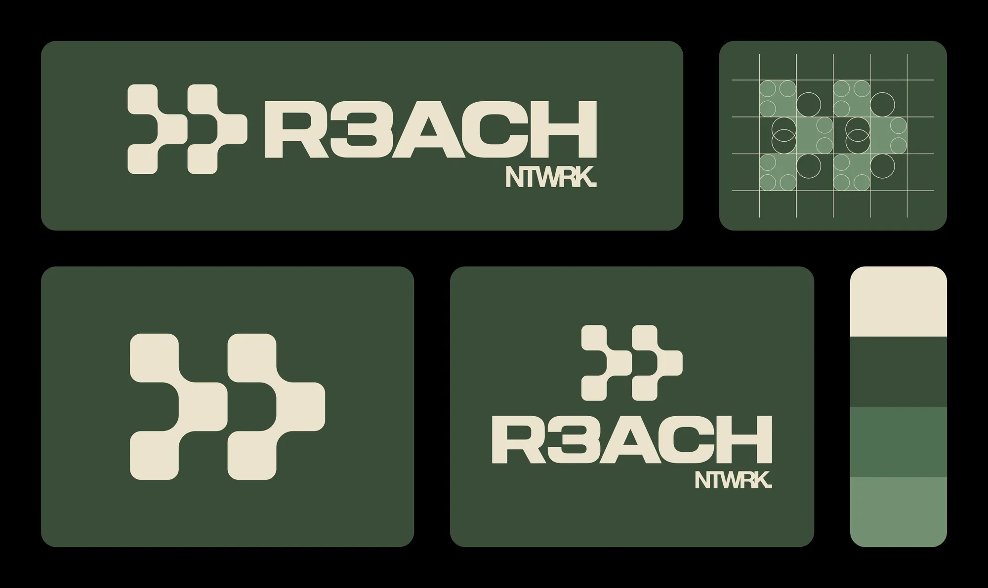 r3ach logo system bento grid